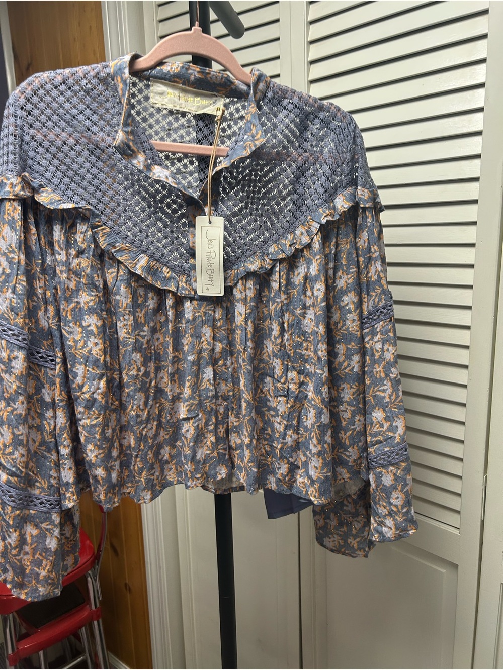 Boho Lavender Floral Peasant Blouse - Women Tops - Picture 7 of 8